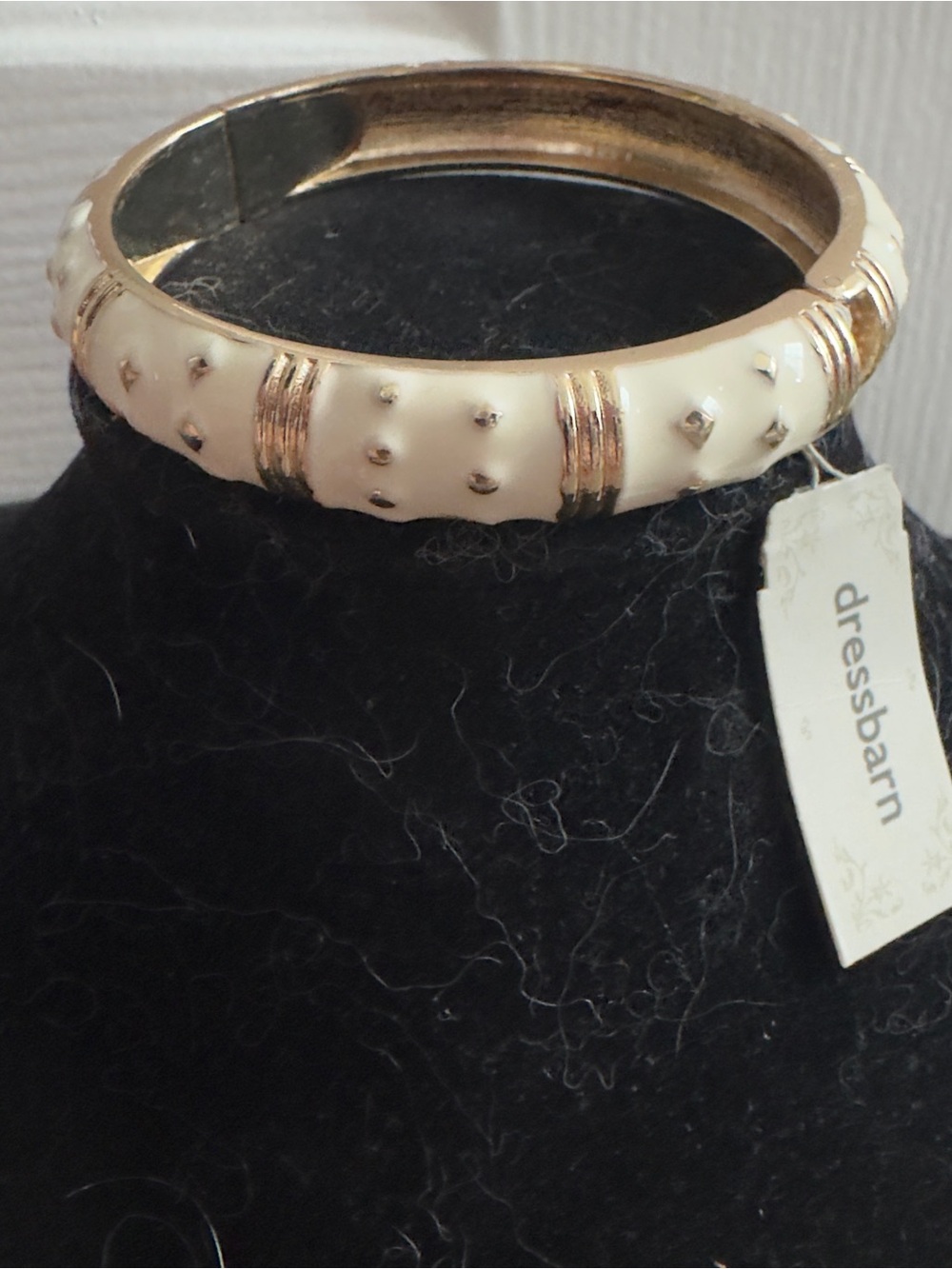 Cream Enamel Bangle with Gold Accents vintage dress barn